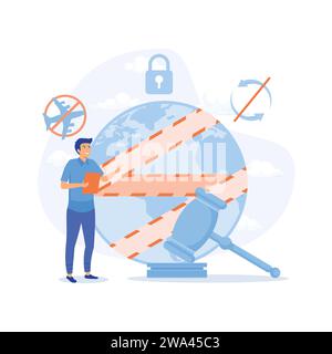 Wirtschaftssanktionen. Schutz des Völkerrechts. Frieden und Sicherheit des Landes, moderne Illustration des flachen Vektors Stock Vektor