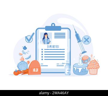 Glukometer zur Blutzuckerbestimmung mit Drodern. Moderne Illustration des flachen Vektors Stock Vektor