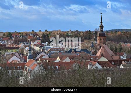 Spremberg, Deutschland. Dezember 2023. Blick über die Dächer der Stadt im Stadtteil Spree-Neiße. Quelle: Patrick Pleul/dpa/Alamy Live News Stockfoto