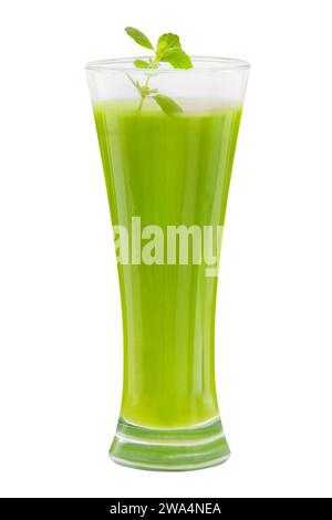 1 Glas grüner Smoothie isoliert auf weißem Hintergrund Stockfoto