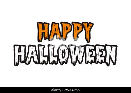 Happy Halloween Text Schriftzüge Typografie auf weißem Hintergrund, Vektor-Illustration Stock Vektor