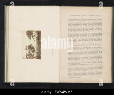 Fotoproduktion einer Zeichnung einer Kreuzung zweier Flüsse in Südamerika, vermutlich Guyana, mit Booten und Jägern, Anonym, nach Charles Bentley, um 1856 - in oder vor 1866 fotografische Unterstützung Albumendruck Fluss Südamerika Stockfoto