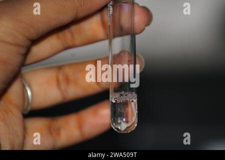 Reagenzglas Mit Flüssigen Wasserproben. Indien Stockfoto