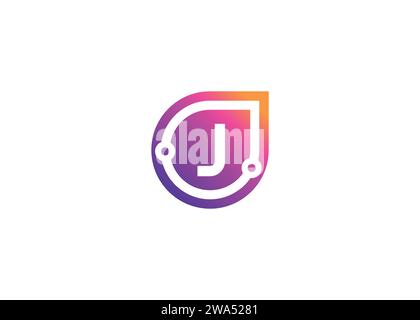 Letter J Technology Vektor-Monogramm-Logo-Designvorlage. Letter J Molecule, Science and Bio Technology Vector Logo Stock Vektor