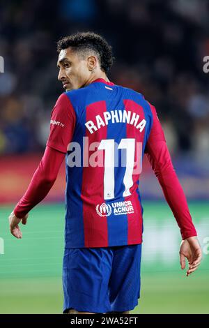 Barcelona, Spanien. Dezember 2023. Raphinha spielte beim LaLiga EA Sports Spiel zwischen dem FC Barcelona und UD Almeria im Estadi Olimpic Lluis Stockfoto