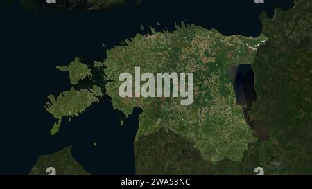 Estland wird auf einer Satellitenkarte mit niedriger Auflösung hervorgehoben Stockfoto