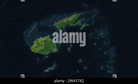 Fidschi wird auf einer hochauflösenden Satellitenkarte hervorgehoben Stockfoto