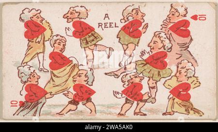 Ten of Hearts, A Reel, from Harlequin Cards, 2nd Series (N220), herausgegeben von Kinney Bros. 1963 von Kinney Brothers Tobacco Company Stockfoto