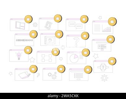 Gamification in der Erziehung. Lernmanagementsystem. LXP Online-Kurs oder -Schulung. Vektorabbildung. Stock Vektor