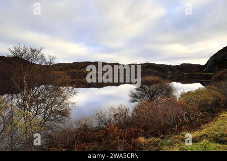 Blick auf Loch Dubhaird Mor oder Loch Duart, Scottish Highlands, Großbritannien Stockfoto