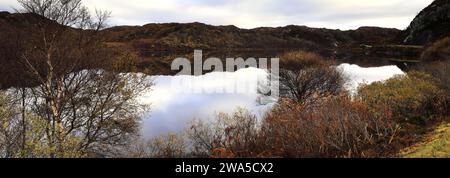 Blick auf Loch Dubhaird Mor oder Loch Duart, Scottish Highlands, Großbritannien Stockfoto