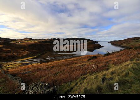 Blick auf Loch Inchard, das nördlichste Meeresloch, vom Dorf Rhiconich, Sutherland, Nordwest Schottland, Großbritannien Stockfoto