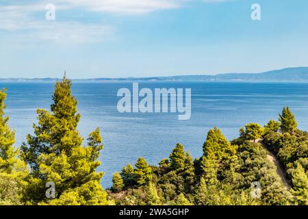 Reisefoto in der Kapelle „St. Nikolaus“, Sithonia, Chalkidiki, Griechenland Stockfoto