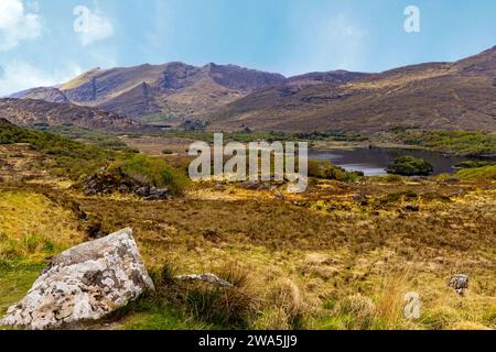 Ladies View, ein Aussichtspunkt auf Upper Lake auf der N71 Teil des Ring of Kerry, Killarney National Park, Co. Kerry, Irland. Stockfoto