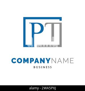 Design-Vorlage für das PT-Symbol des Anfangsbuchstabens Stock Vektor