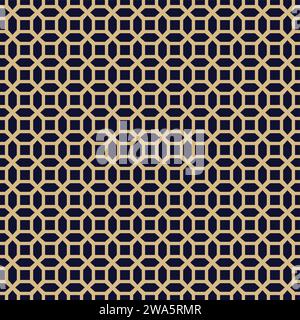 Das geometrische Muster mit Quadraten. Nahtloser Vektorhintergrund. Goldene und blaue Textur. Grafisches, modernes Muster. Stock Vektor