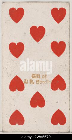 Ten Hearts aus der Spielkartenserie (N84) zur Förderung türkischer Zigaretten für W. Duke, Sons and Co. 1963 von W. Duke, Sons & Co. Stockfoto
