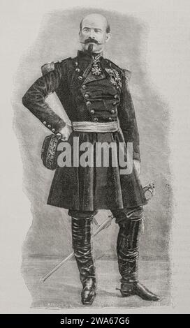 Louis-Jules Trochu (1815-1896). Französischer Militär und Politiker. Porträt. Gravur von R. Cremer. "Historia de la Guerra Franco-Alemana de 1870-1871". Veröffentlicht in Barcelona 1891. Stockfoto