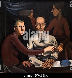 Jekabs Kazaks (1895-1920). Lettischer Maler. Am Tisch (Genre), 1917. Öl auf Leinwand, 106 x 106 cm. Lettisches Nationalmuseum für Kunst. Riga. Lettland. Stockfoto