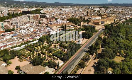 Drohnenfoto Cordoba Alcazar Spanien Europa Stockfoto