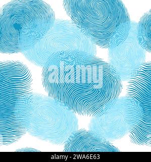 Blaues nahtloses Fingerabdruckmuster. Handzeichnung. Nicht AI, Vektorillustration Stock Vektor