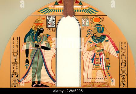 Pharao Amenhotep I. mit seiner Mutter, Königin Ahmose-Nefertari, 18. Dynastie Ägyptens Stockfoto