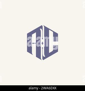 Sechseckige Typografie AC-Anfangsbuchstabe violett. Vektorabbildung Stock Vektor
