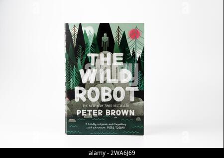 Nova Bana, Slowakei - 31. Dezember 2023: The White Robot, Buch von Peter Brown, isoliert auf weißem Hintergrund. Bucheinband.; Stockfoto