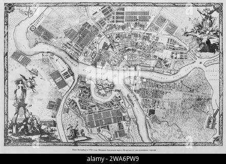 Jahrgangskarte - Plan von Sankt Petersburg 1753, Russland Stockfoto