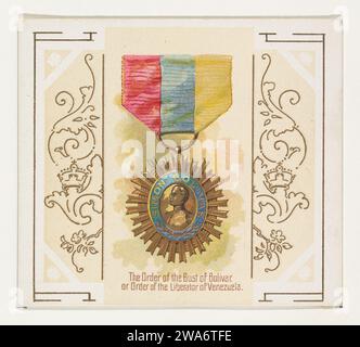 Der Order of the Bust of Bolivar, oder Order of the Liberator of Venezuela, aus der World's Decorations Series (N44) for Allen & Ginter Cigarettes 1963 von Allen & Ginter Stockfoto