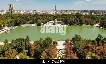 Drohnenfoto El Retiro Park Madrid Spanien Europa Stockfoto