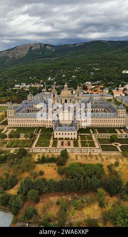 Drohnenfoto Königliches Kloster von San Lorenzo El Escorial Spanien Europa Stockfoto