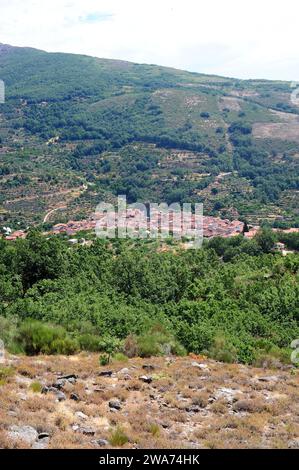 Garganta la Olla, Panoramablick. Caceres, Extremadura, Spanien. Stockfoto