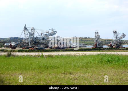 Wie Pontes de Garcia rodriguez (Puentes de Garcia Rodriguez), alte Kohlebergbaumaschinen. A Coruña Provinz, Galicien, Spanien. Stockfoto