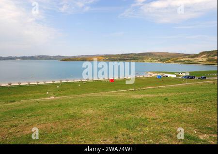 Als Pontes de Garcia rodriguez (Puentes de Garcia Rodriguez), eine alte Kohlemine, die heute ein künstlicher See ist. A Coruña Provinz, Galicien, Spanien. Stockfoto