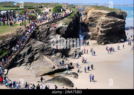 Praia das Catedrais (Cathedral Beach), Naturdenkmal. Ribadeo, Provinz Lugo, Galicien, Spanien. Stockfoto