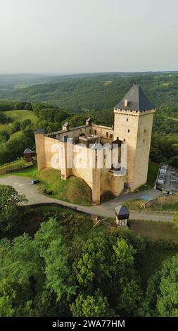 Drohnenfoto Schloss Mauvezin Frankreich Europa Stockfoto