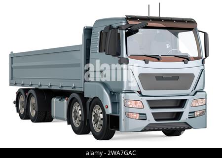 Lastwagen mit Seitenwand. Seitenbrett Kipper Truck Trailer, 3D-Rendering isoliert auf weißem Hintergrund Stockfoto