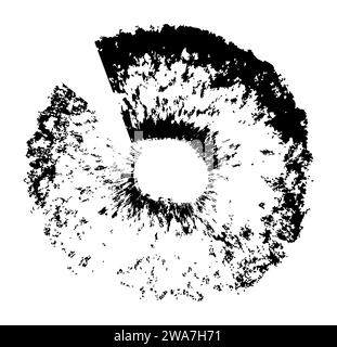 Pinselkreiskreis malen. Handgezeichnetes Grunge-Squiggle-Element. Schwarz-weißes Symbol in flachem Stil mit geschwungenen und wellenförmigen Linien. Chaotischer Tintenpinsel für Kritzeleien Stock Vektor