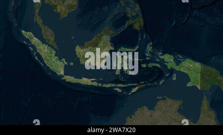 Indonesien wird auf einer hochauflösenden Satellitenkarte hervorgehoben Stockfoto