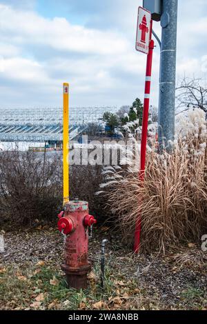 Hydrant im Jean-Drapeau Park auf St. Helen Island in Montreal, Quebec, Kanada Stockfoto