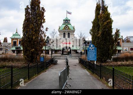 Schild für den Freizeitpark La Ronde auf der St. Helen Island in Montreal, Quebec, Kanada Stockfoto