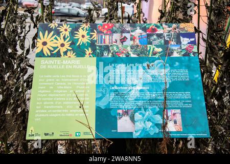 Saint Marie Allee-zu-Allee-Schild für Grünflächen in den Gassen von Montreal, Quebec, Kanada Stockfoto