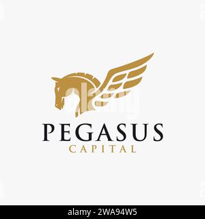 Starke Eleganz pegasus Logo Vektor Illustration Vorlage auf weißem Hintergrund Stock Vektor