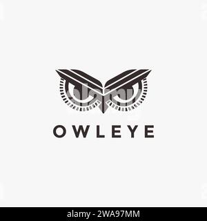 Minimalistisches Owl Eye Logo Symbol Vektorvorlage auf weißem Hintergrund Stock Vektor
