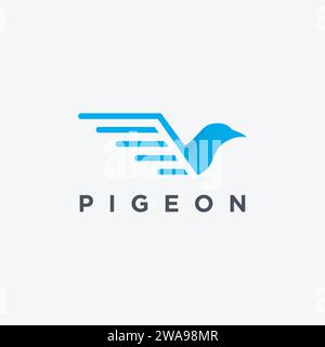 Moderne minimalistische Pigeon Logo Symbol Vektorvorlage auf weißem Hintergrund Stock Vektor