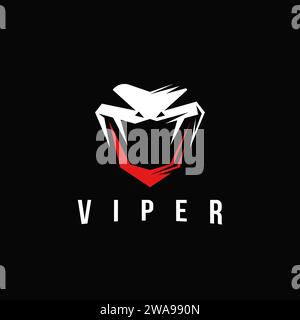 Aggresive starke Viper Schlange Logo Vektor, Buchstabe V Viper Logo auf schwarzem Hintergrund Stock Vektor