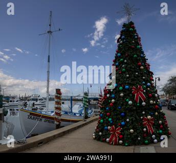 Ein großer Weihnachtsbaum auf dem Schwamm liegt in Tarpon Springs, Florida, USA Stockfoto