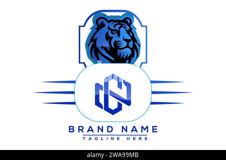CN Tiger-Logo in blauem Design. Vektor-Logo für Unternehmen. Stock Vektor