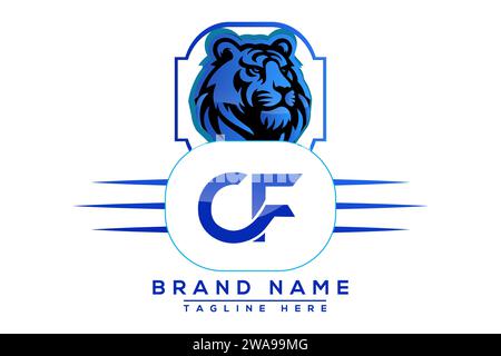 CF Tiger Logo in blauem Design. Vektor-Logo für Unternehmen. Stock Vektor